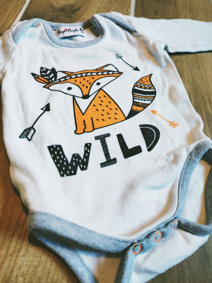 🦊Bougli Bougla - Ensemble Pantalon à rayures et body assorti motif renard - Taille 6 mois - photo numéro 5