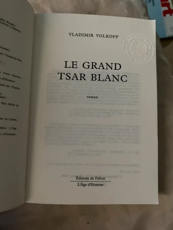Vladimir Volkov le grand tsar blanc (roman) Éd de Fallois - photo numéro 2