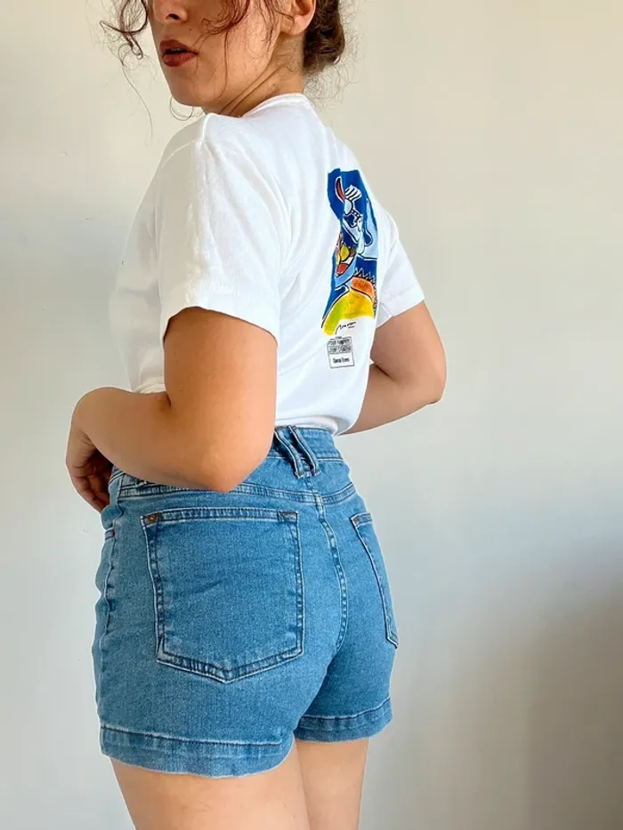 T-shirt y2k années 2000 en coton à motifs taille S/M