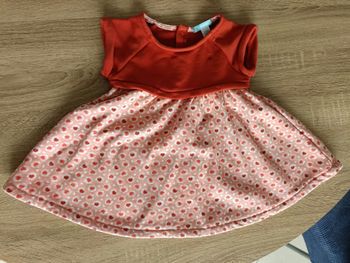 Robe orange et rose petits cœurs bébé fille Obaïbi 6 mois