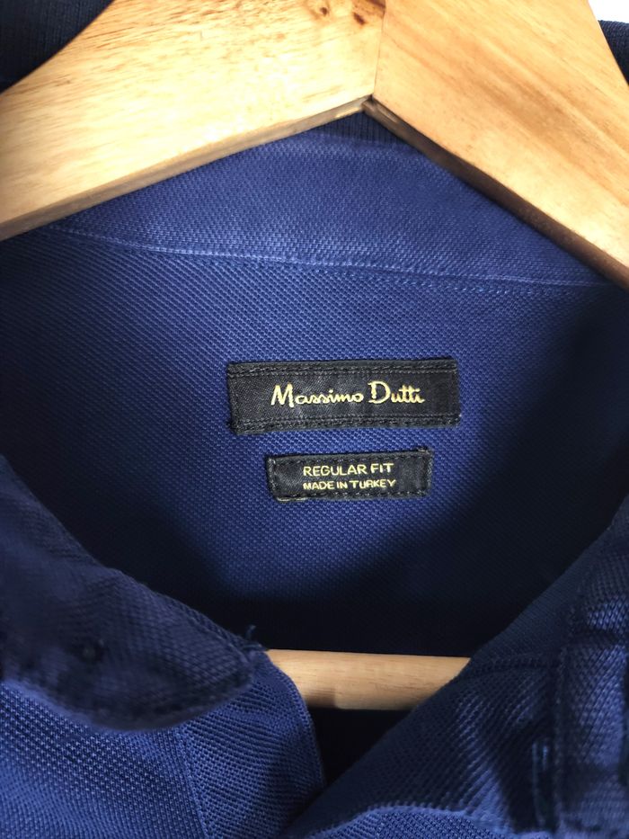 Polo Massimo Dutti Homme Marine Taille S Col Rayé Broderie Blason Casual - photo numéro 3