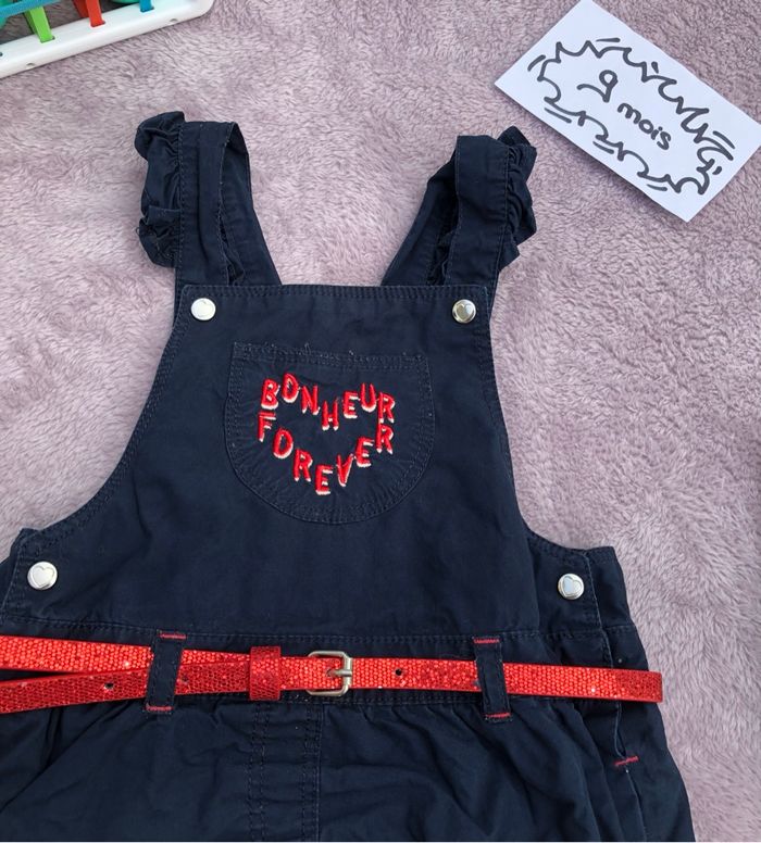 Robe type salopette - 9 mois - Gémo + don t-shirt - photo numéro 2