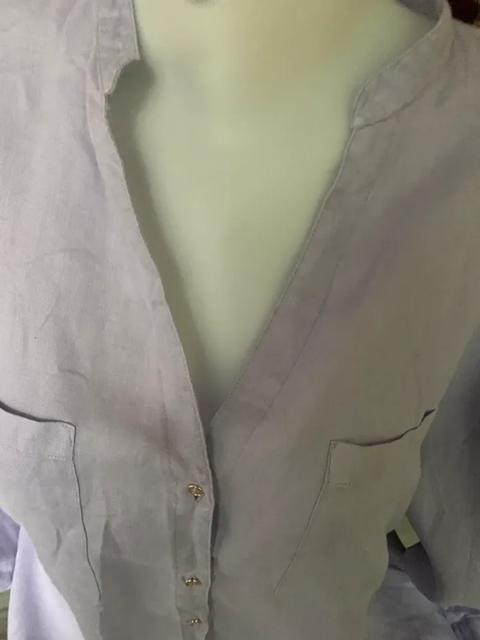Chemise Zara en lin couleur lilas taille XL - photo numéro 8