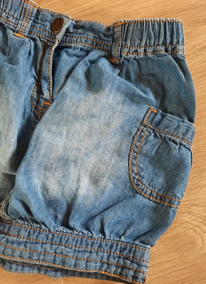 Ensemble jupe courte en jean + T-shirt orange "Coeur" TAO 3 ans - photo numéro 3