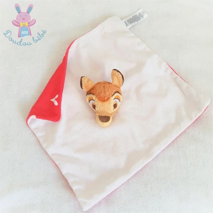 Doudou plat Faon Bambi blanc rouge cœurs Disney Primark