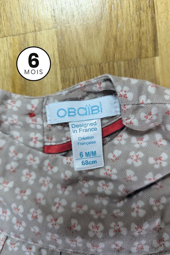 Robe / Tunique marron à fleurs - Obaïbi bébé fille 6 mois - photo numéro 3