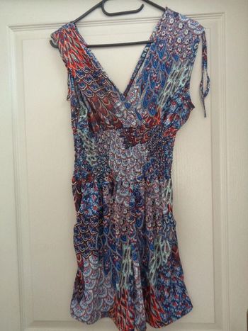 Combishort léger extensible taille unique motif plumes paon