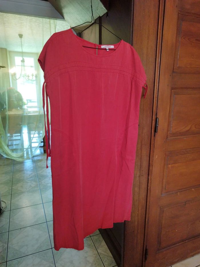 Robe rouge Fée Maraboutée poches vintage S/36
