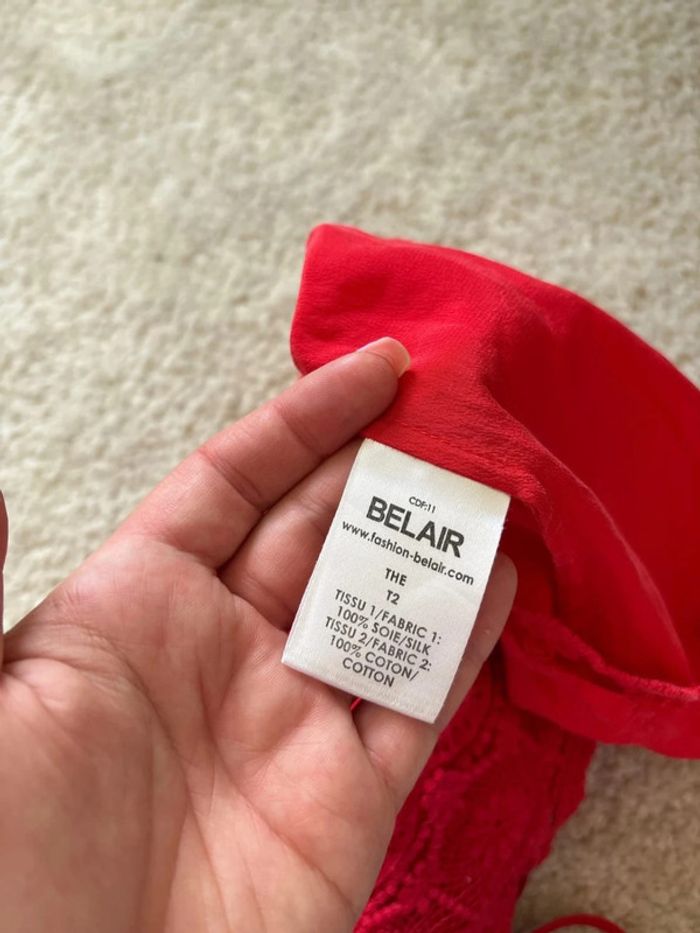 Débardeur rouge dentelle soie taille M - photo numéro 7