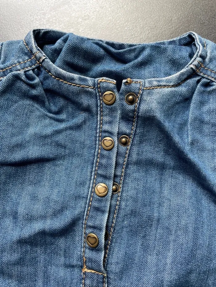 Ensemble robe jeans t shirt crème chiné gris - photo numéro 2