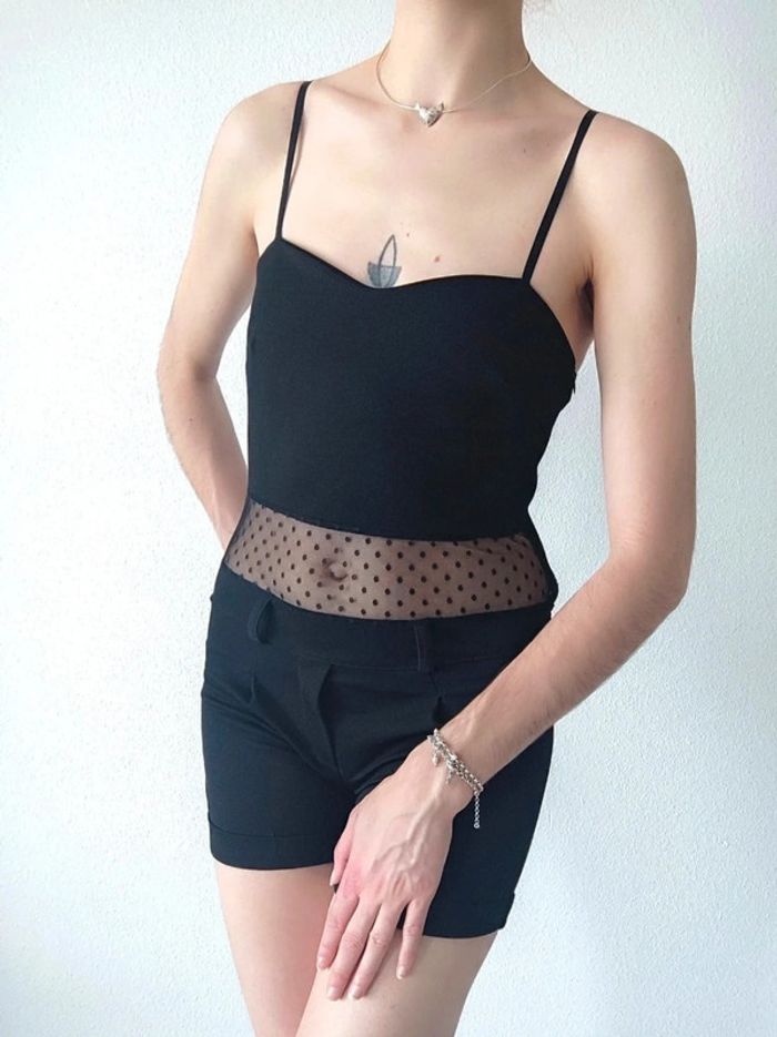 Combi short noir pois dos transparent / Made in Italy - 34/XS à 38/M - photo numéro 4