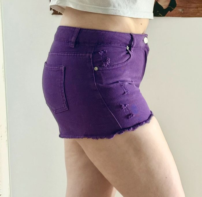 Short en jean denim taille haute violet Pimkie 40 - photo numéro 4