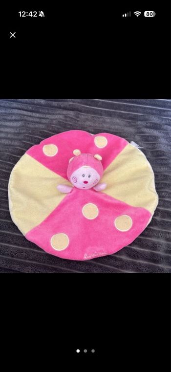 Doudou plat rond coccinelle luminou 