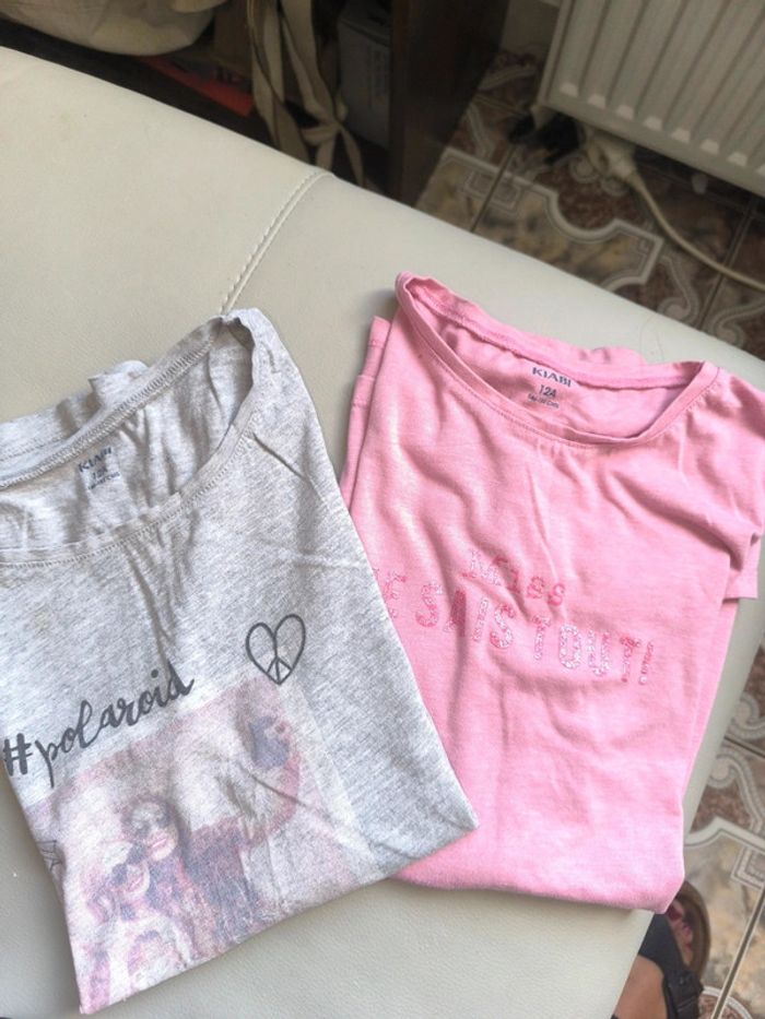 Duo t-shirts un gris un rose