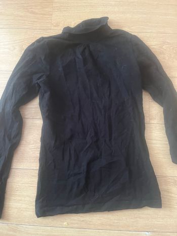 top noir col montant femme taille 34 élégant basique chic manches longues
