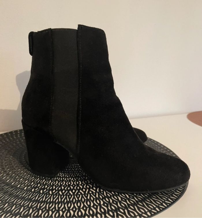 Bottines noir, effet velours, taille 38, Kiabi