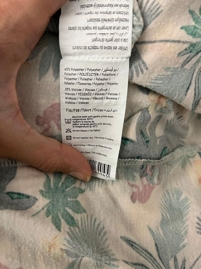 Débardeur imprimé tropical blanc et vert Camaïeu - photo numéro 3