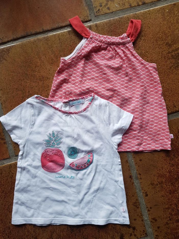Tee shirts été fille obaibi 2ans neufs