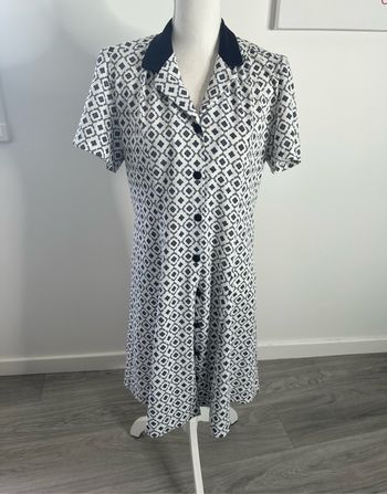 Robe pin-up bleue marine et blanche Vintage T42 XL