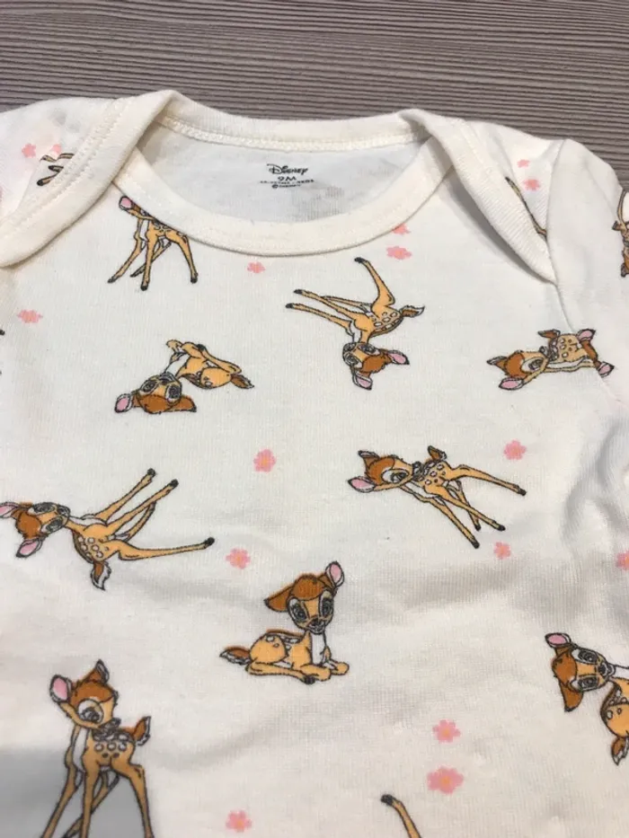 2 bodies manches longues 9 mois Bambi Disney - photo numéro 4