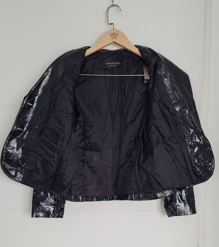 Veste blazer en cuir vernis - photo numéro 4