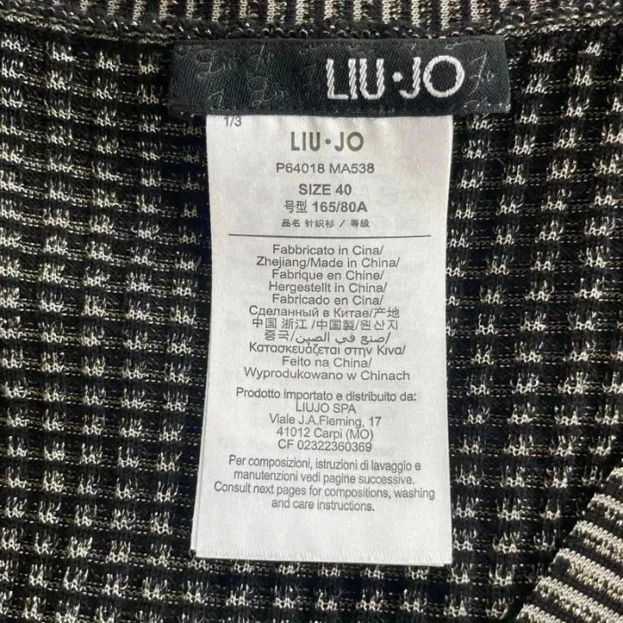 Robe pull gilet Liu Jo T.40 noir et blanc, maille stretch, col V profond chic et près du corps V025 - photo numéro 8