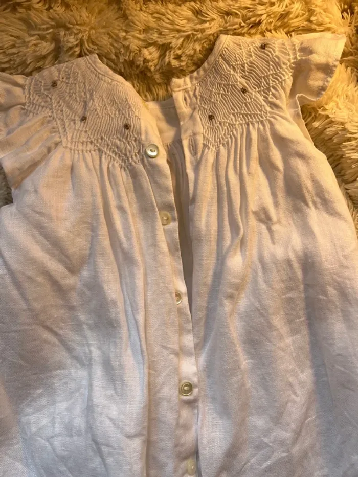 Robe + bloomer jacadi en Lin blanc 6 mois - photo numéro 5