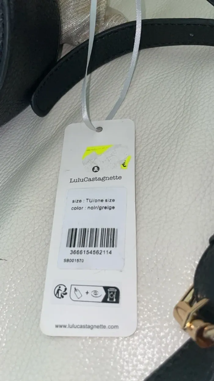 Sac bandoulière Lulu Castagnette - Neuf avec étiquette, Noir & Beige - photo numéro 4