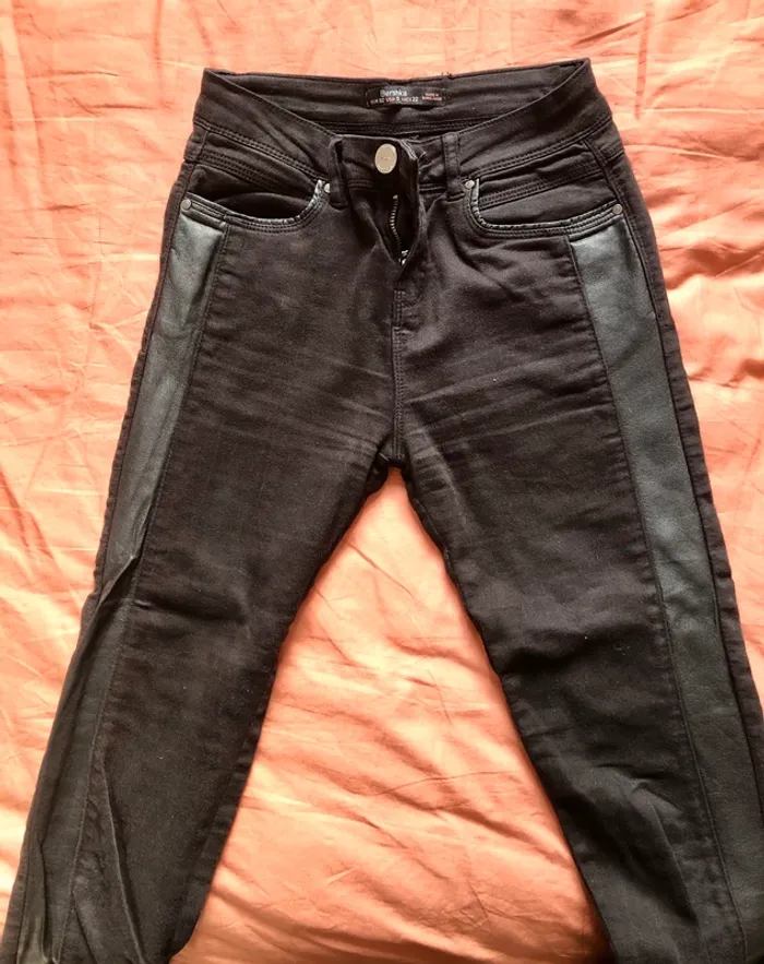 Slim noir bandes simili cuir 32 - photo numéro 3