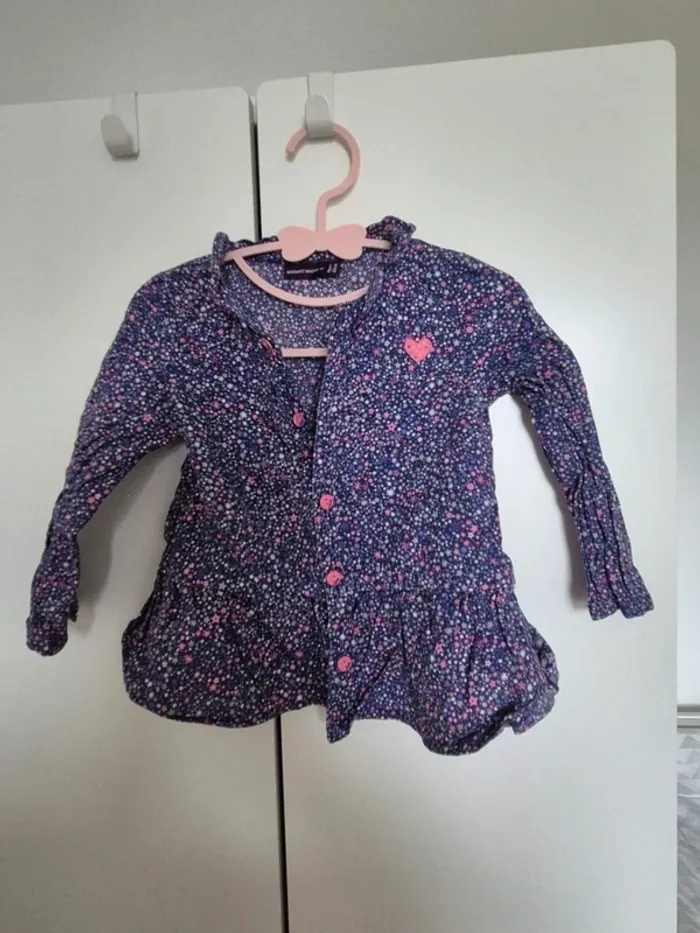Belle blouse Sergent major 18 mois 80 cm chemise à boutons violettes