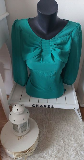 Blouse légère fluide transparente verte Atmosphère T38 TBE 💚