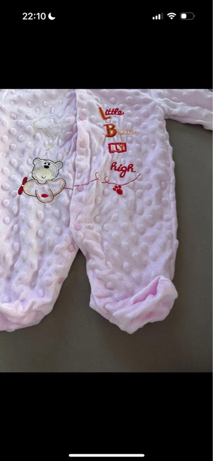 Pyjama Grenouillère Rose - Taille 0 naissance - photo numéro 2