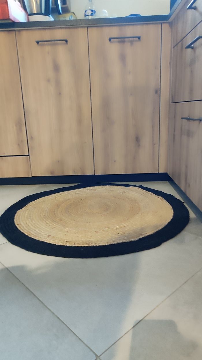 Tapis en jute noir Ø90 - photo numéro 2