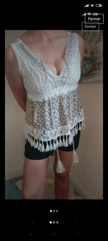 Débardeur blanc t 38 avec sequins