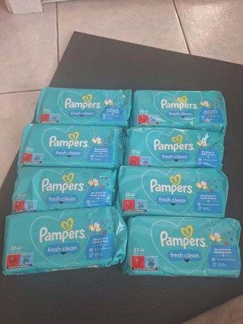 Lot de 8 paquets de 52 lingettes Pampers fresh clean0%Alcool