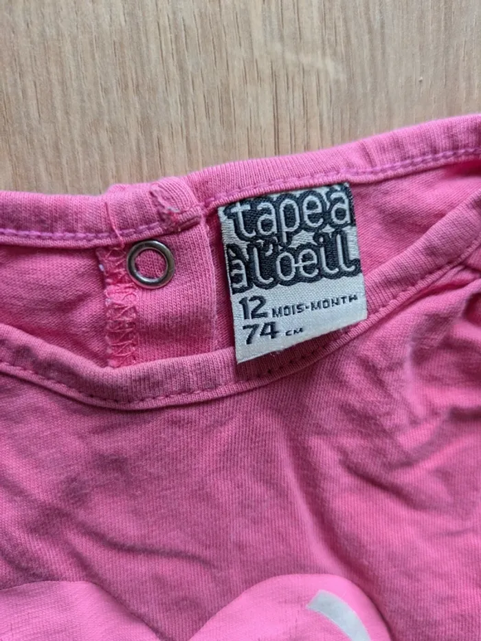Tee shirt 12 mois mon joli petit cœur - photo numéro 2