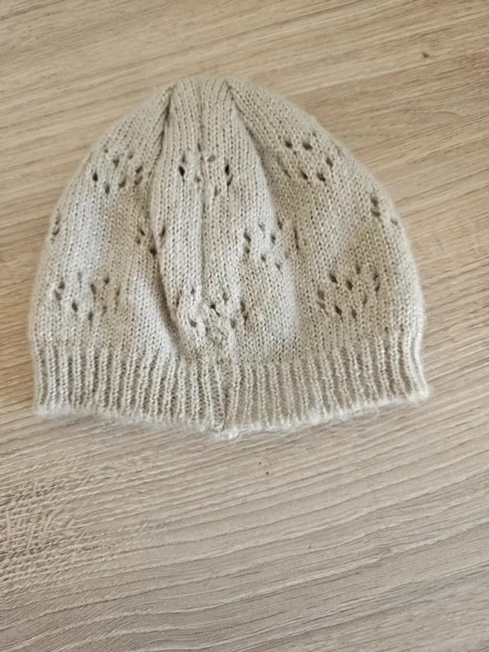 Petit bonnet gris à noeud 3/6 mois 41cm - photo numéro 3