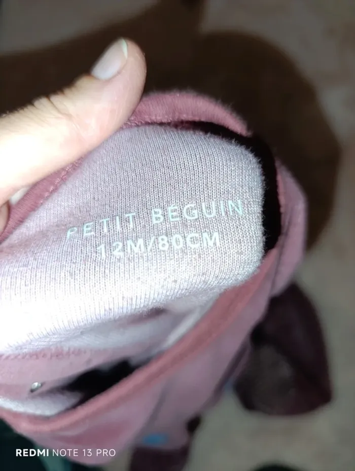 Pyjama petit beguin à poche devant lapinou bordeaux violet - photo numéro 3