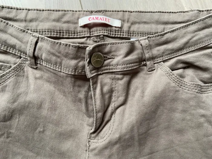 Pantalon Jean Camaïeu beige - photo numéro 3
