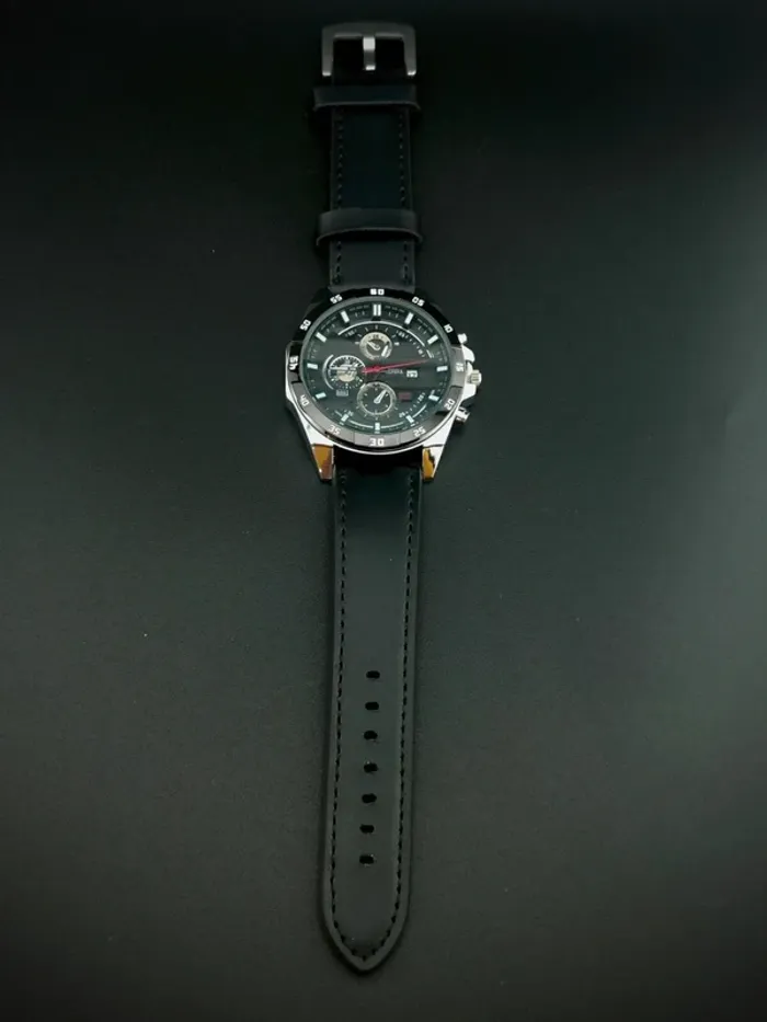 Montre noire argentée, moderne quartz robuste - photo numéro 3