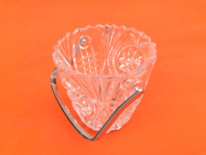 Années 1970  Seau à glace  Cristal ciselé décor géométrique - photo numéro 2