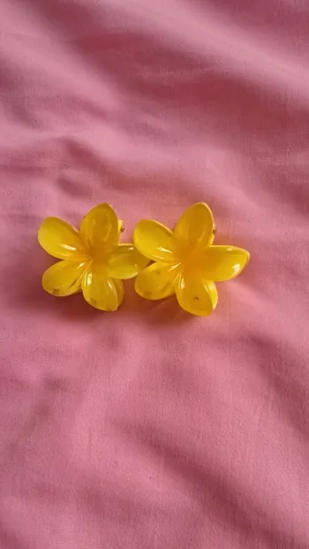 Lot x 2 petites pinces à cheveux fleurs d'hibiscus neuf