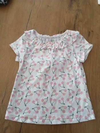 Tee shirt Okaidi blanc à cerises