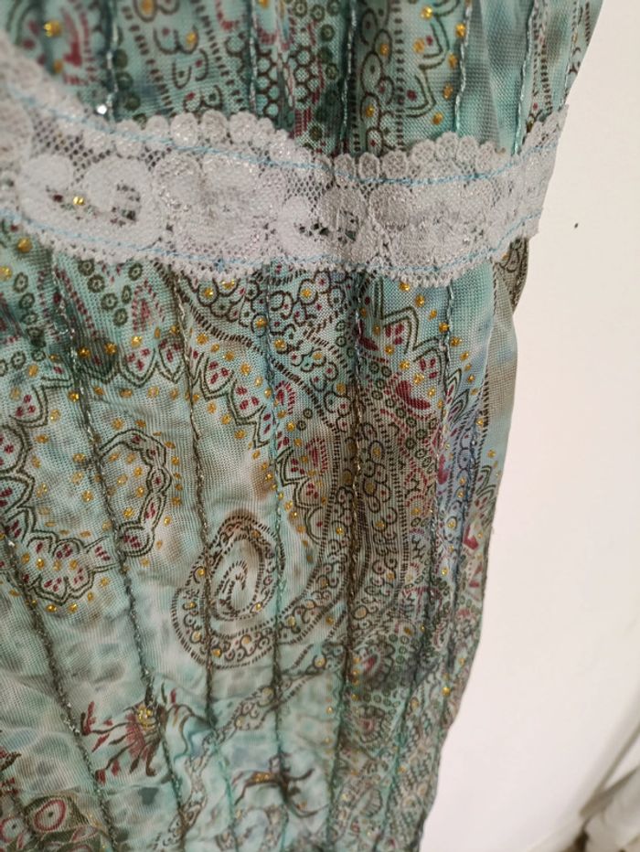 Top fluide vert/bleu imprimé paisley Model vintage - photo numéro 5