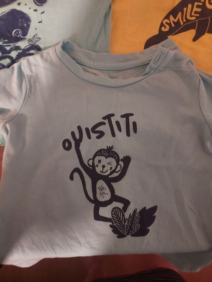 Lots de 5 tee-shirts 6-9 mois jaune et bleu - photo numéro 2