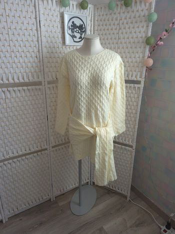 🏷️joli robe pull en maille torsadée écru Boohoo femme TL / 40