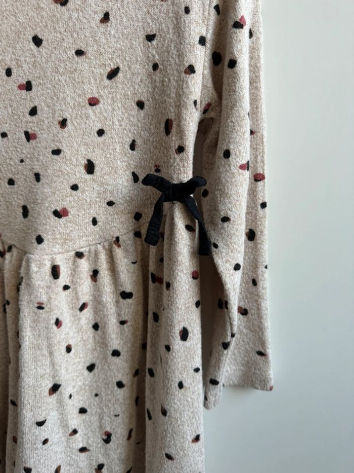 Robe ML beige douce avec pois marrons/noirs - Taille 3 Ans - photo numéro 5