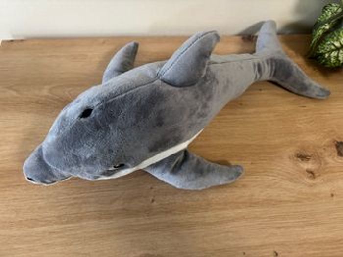 Doudou peluche dauphin gris blanc ikea - photo numéro 2