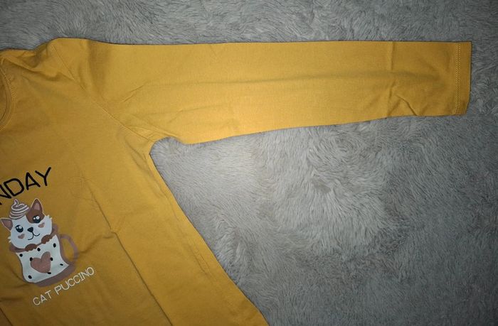 T shirt manche longue jaune moutarde kiabi 10 ans - photo numéro 5