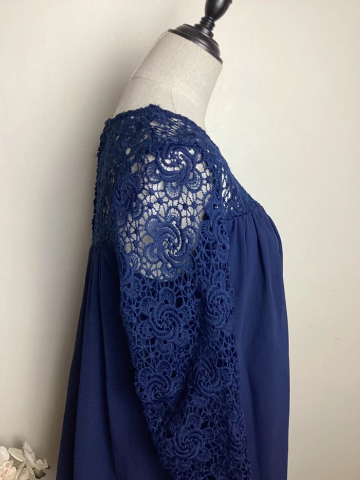 Blouse marine à dentelle Vintage Dressing TU - photo numéro 5